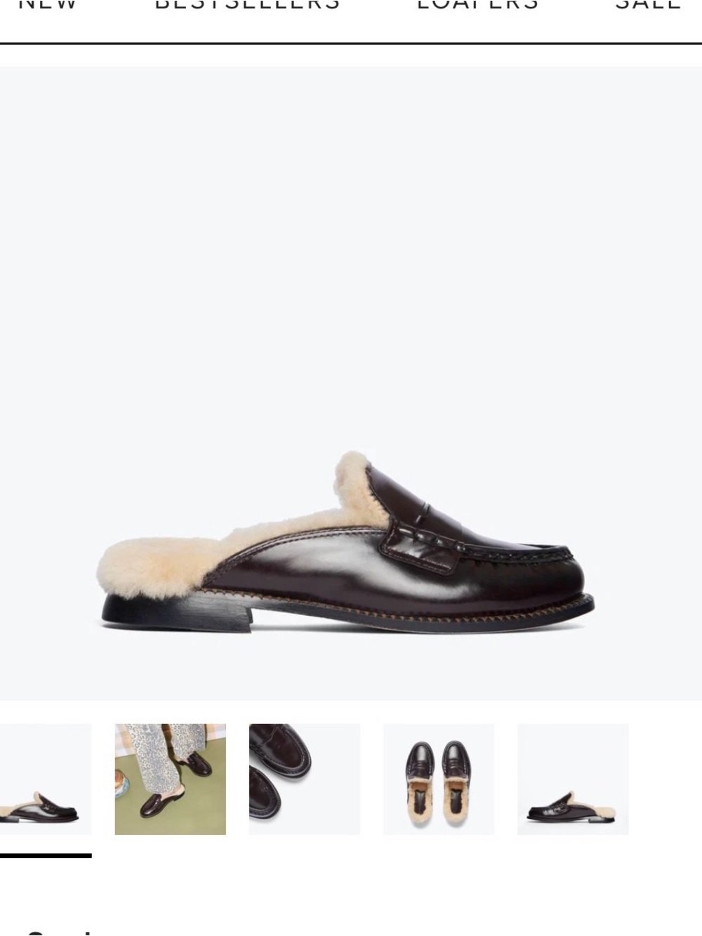 Freda Salvador Temi Shearling Penny loafer mule in Espresso Spazzolato